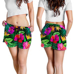 Purple Tropical Pattern Print Women's Shorts