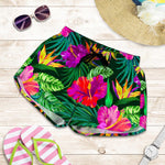 Purple Tropical Pattern Print Women's Shorts