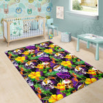 Purple Tropical Skull Pattern Print Area Rug GearFrost