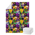Purple Tropical Skull Pattern Print Blanket