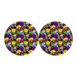 Purple Tropical Skull Pattern Print Car Coasters