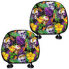 Purple Tropical Skull Pattern Print Car Headrest Covers