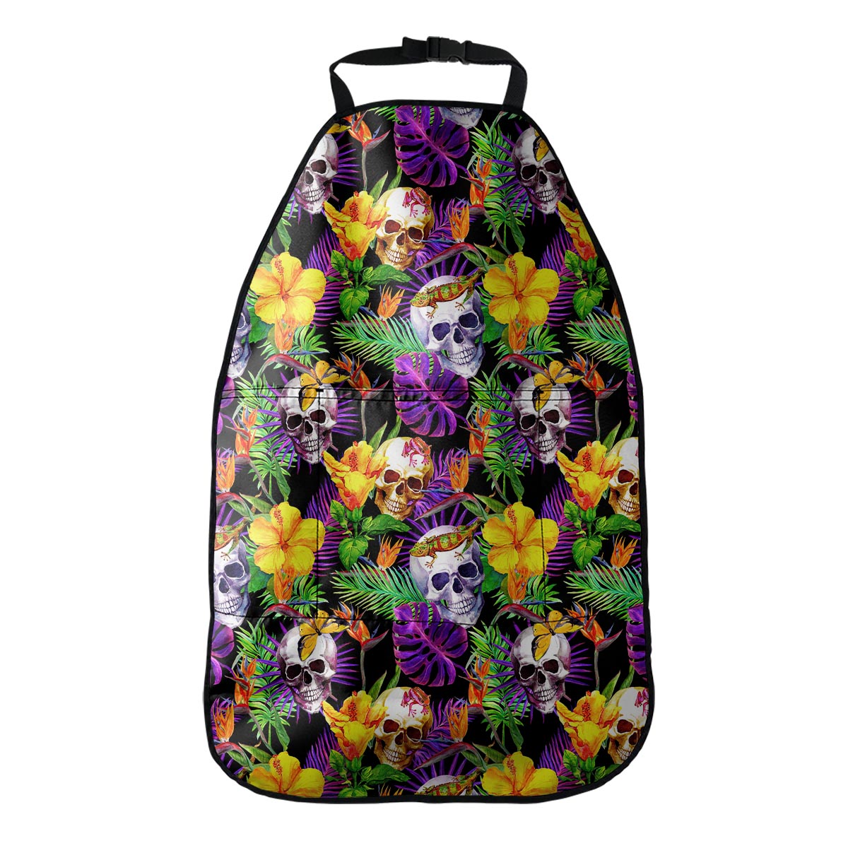 Purple Tropical Skull Pattern Print Car Seat Organizers