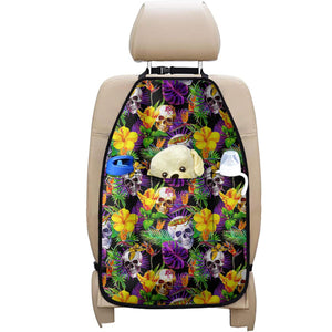 Purple Tropical Skull Pattern Print Car Seat Organizers