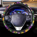 Purple Tropical Skull Pattern Print Car Steering Wheel Cover