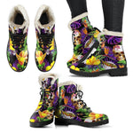 Purple Tropical Skull Pattern Print Comfy Boots GearFrost