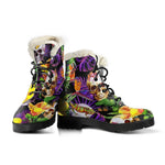 Purple Tropical Skull Pattern Print Comfy Boots GearFrost