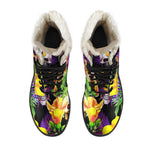 Purple Tropical Skull Pattern Print Comfy Boots GearFrost