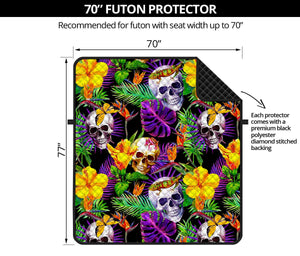 Purple Tropical Skull Pattern Print Futon Protector