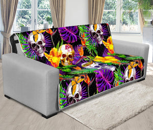 Purple Tropical Skull Pattern Print Futon Protector