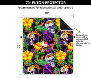 Purple Tropical Skull Pattern Print Futon Protector