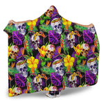 Purple Tropical Skull Pattern Print Hooded Blanket