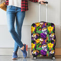 Purple Tropical Skull Pattern Print Luggage Cover