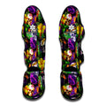 Purple Tropical Skull Pattern Print Muay Thai Shin Guards