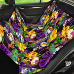 Purple Tropical Skull Pattern Print Pet Car Back Seat Cover