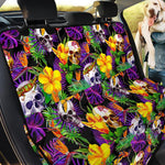 Purple Tropical Skull Pattern Print Pet Car Back Seat Cover