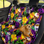 Purple Tropical Skull Pattern Print Pet Car Back Seat Cover