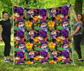 Purple Tropical Skull Pattern Print Quilt