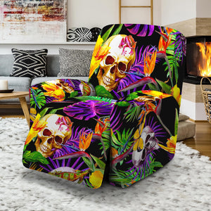 Purple Tropical Skull Pattern Print Recliner Slipcover