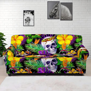 Purple Tropical Skull Pattern Print Sofa Cover