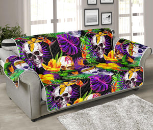 Purple Tropical Skull Pattern Print Sofa Protector