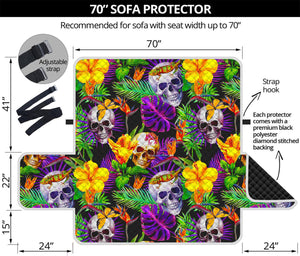 Purple Tropical Skull Pattern Print Sofa Protector