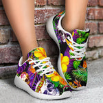 Purple Tropical Skull Pattern Print Sport Shoes GearFrost