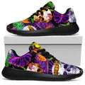 Purple Tropical Skull Pattern Print Walking Shoes