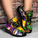 Purple Tropical Skull Pattern Print Sport Shoes GearFrost