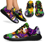 Purple Tropical Skull Pattern Print Sport Shoes GearFrost