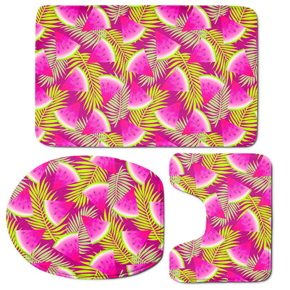 Purple Tropical Watermelon Pattern Print 3 Piece Bath Mat Set