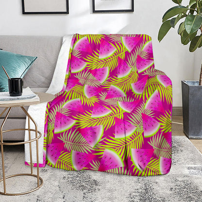 Purple Tropical Watermelon Pattern Print Blanket