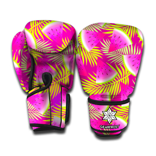 Purple Tropical Watermelon Pattern Print Boxing Gloves