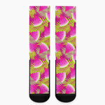 Purple Tropical Watermelon Pattern Print Crew Socks