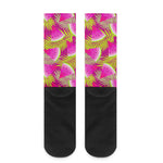 Purple Tropical Watermelon Pattern Print Crew Socks