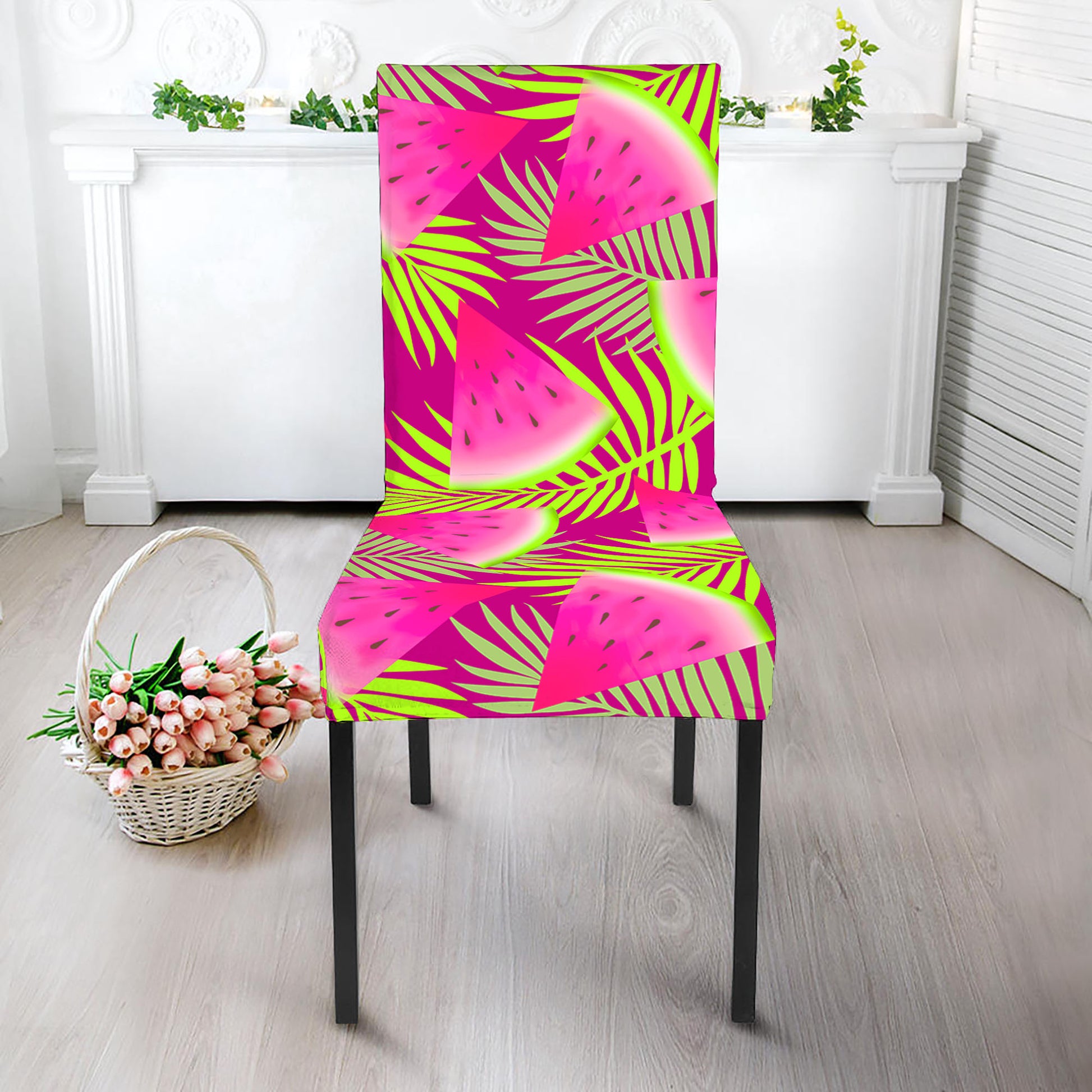 Purple Tropical Watermelon Pattern Print Dining Chair Slipcover