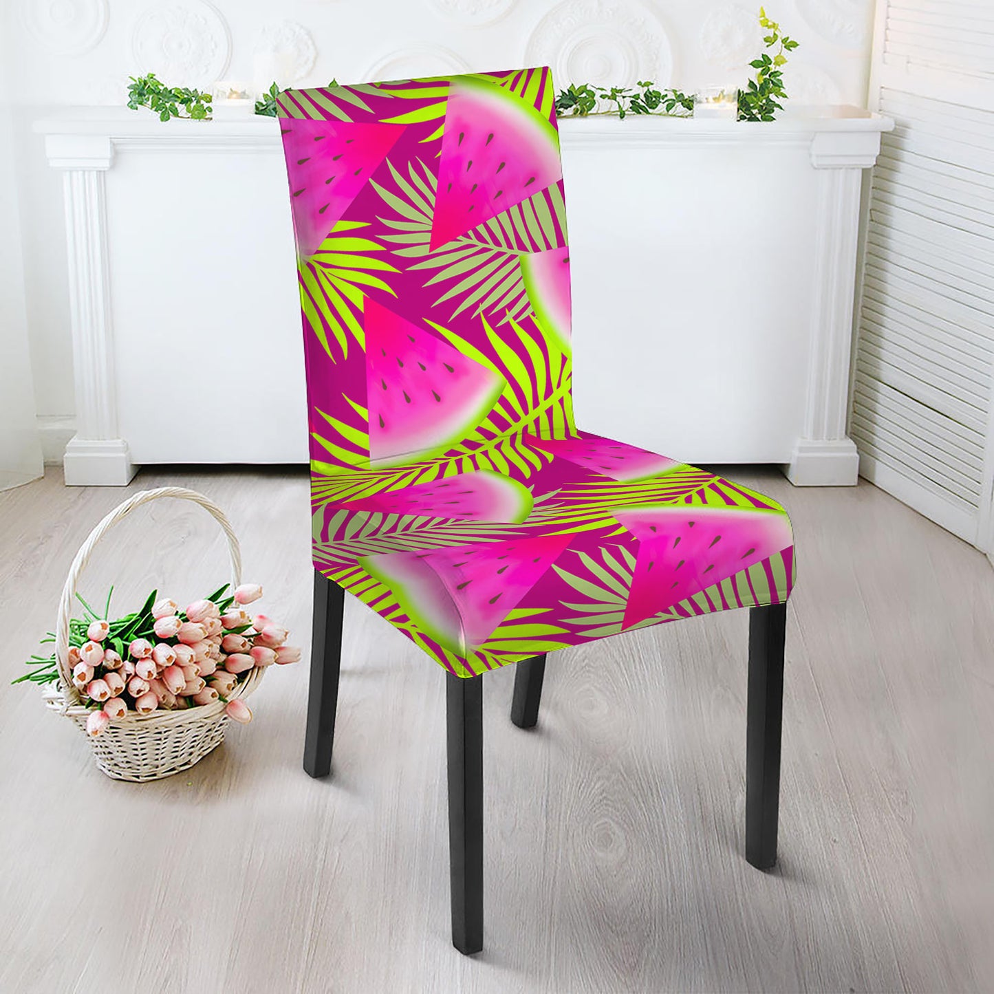 Purple Tropical Watermelon Pattern Print Dining Chair Slipcover