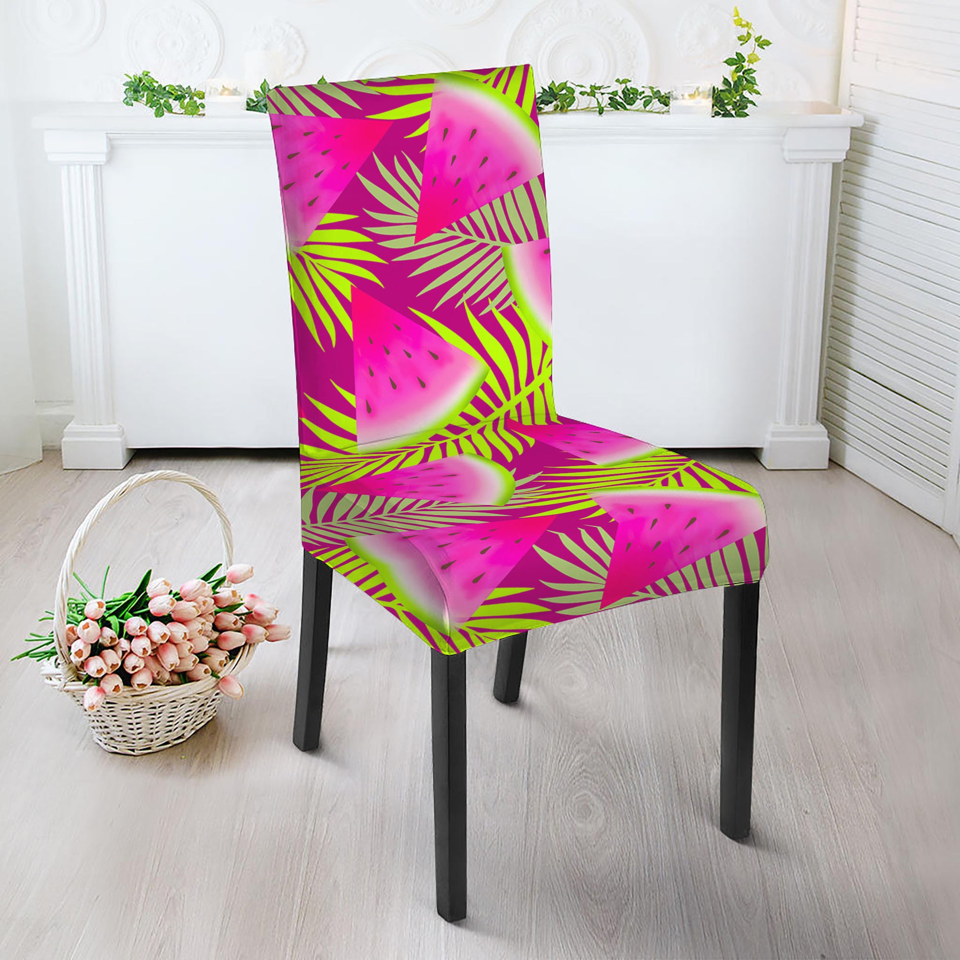 Purple Tropical Watermelon Pattern Print Dining Chair Slipcover