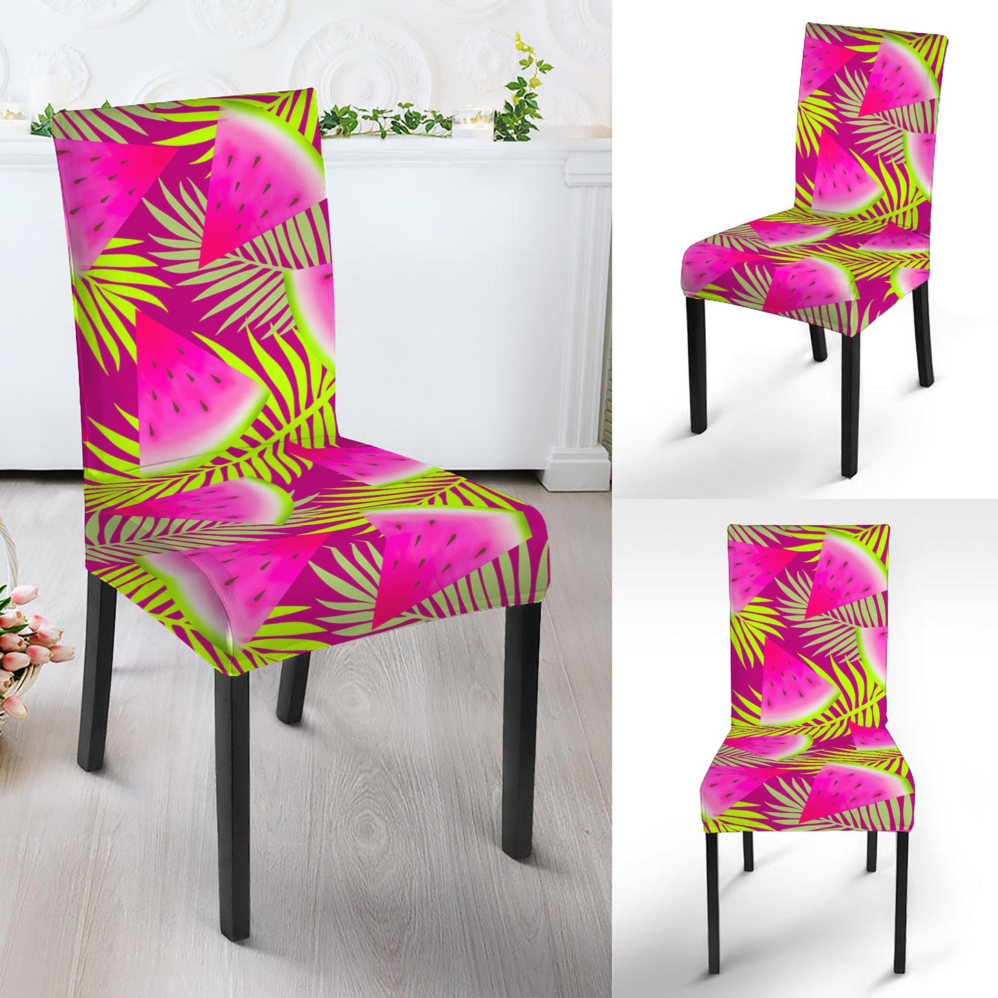Purple Tropical Watermelon Pattern Print Dining Chair Slipcover