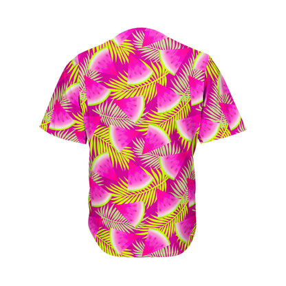 Purple Tropical Watermelon Pattern Print Men's Baseball Jersey
