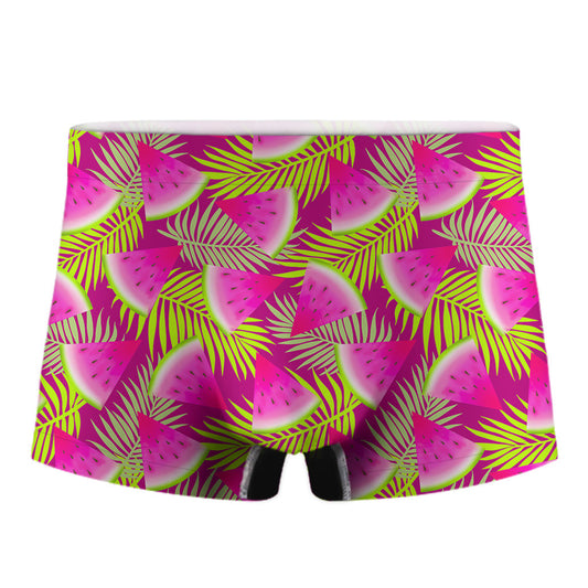 Purple Tropical Watermelon Pattern Print Men's Boxer Briefs