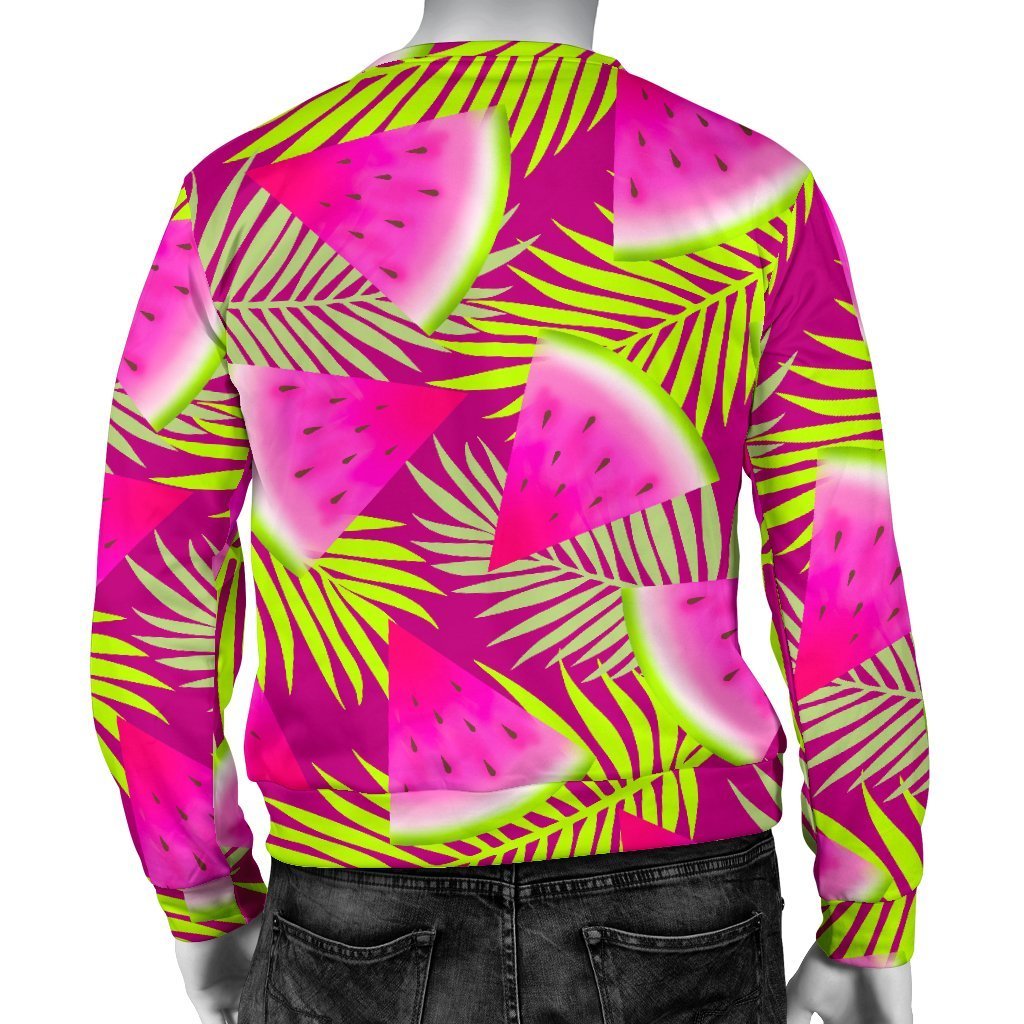 Purple Tropical Watermelon Pattern Print Men's Crewneck Sweatshirt GearFrost