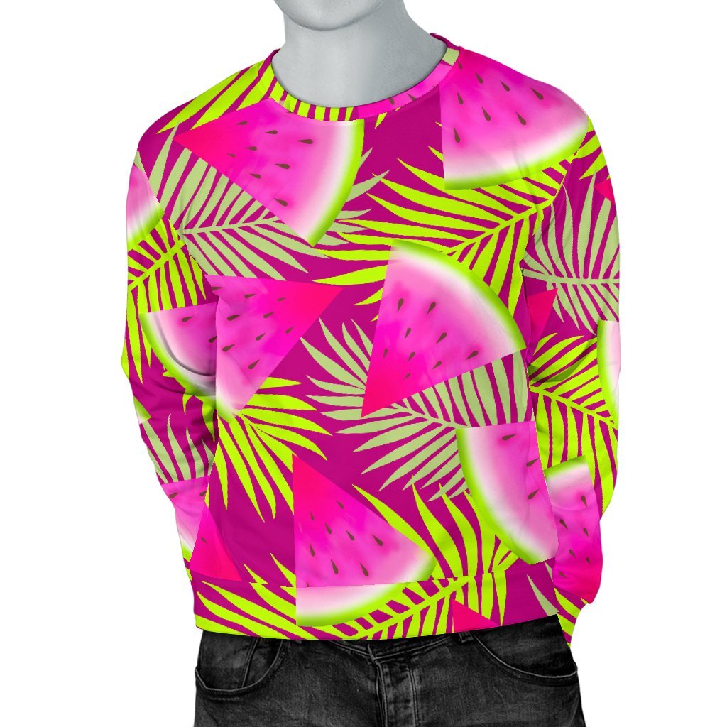 Purple Tropical Watermelon Pattern Print Men's Crewneck Sweatshirt GearFrost