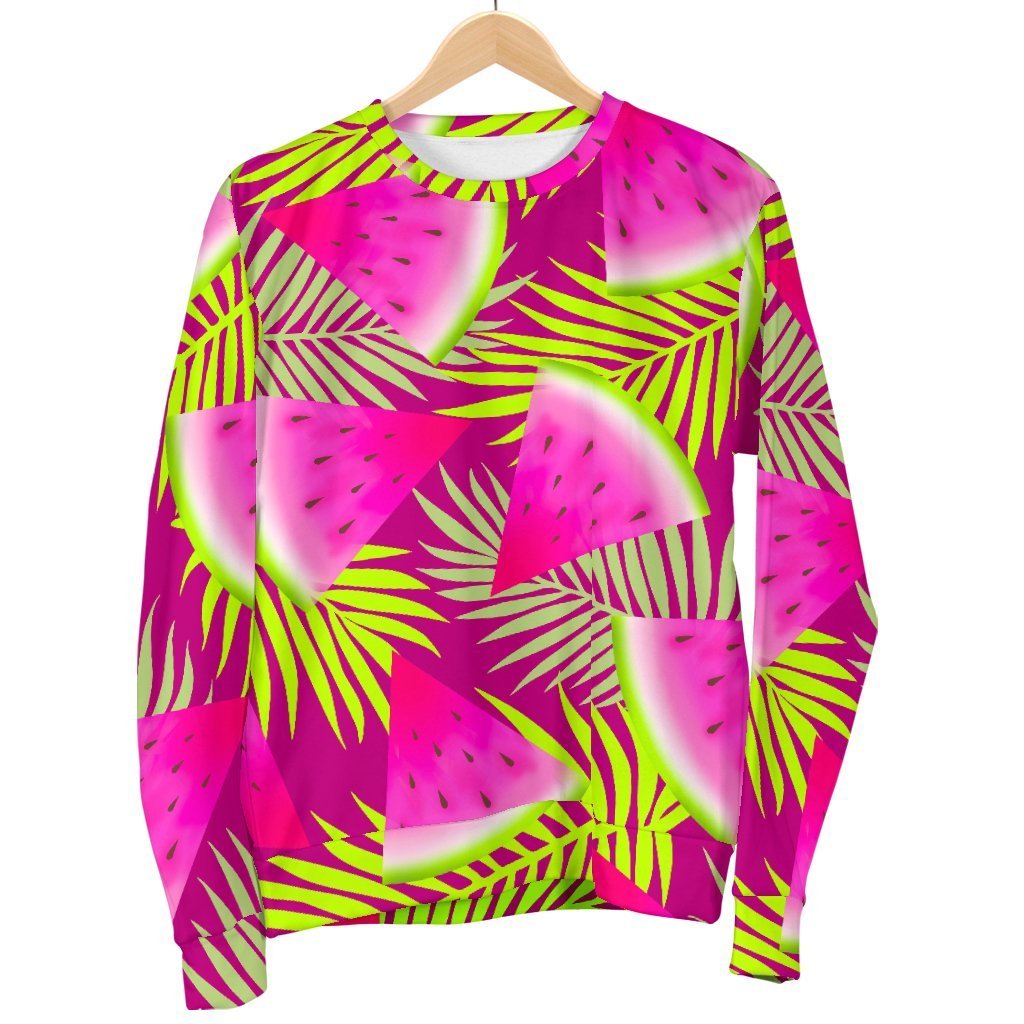 Purple Tropical Watermelon Pattern Print Men's Crewneck Sweatshirt GearFrost