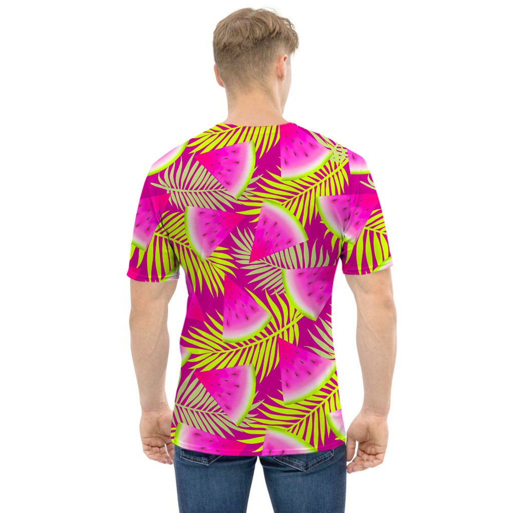 Purple Tropical Watermelon Pattern Print Men's T-Shirt