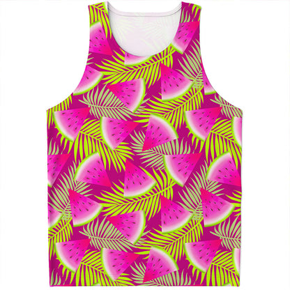 Purple Tropical Watermelon Pattern Print Men's Tank Top