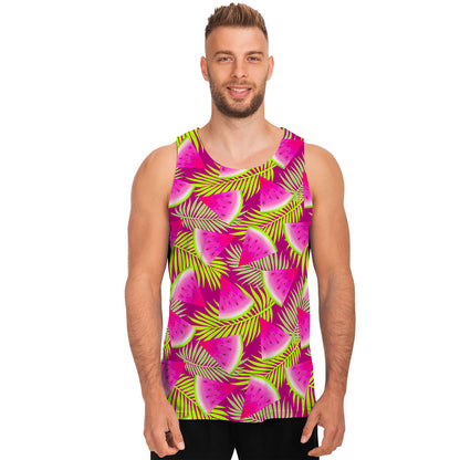 Purple Tropical Watermelon Pattern Print Men's Tank Top