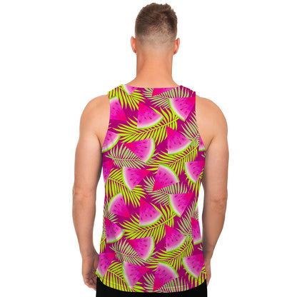 Purple Tropical Watermelon Pattern Print Men's Tank Top