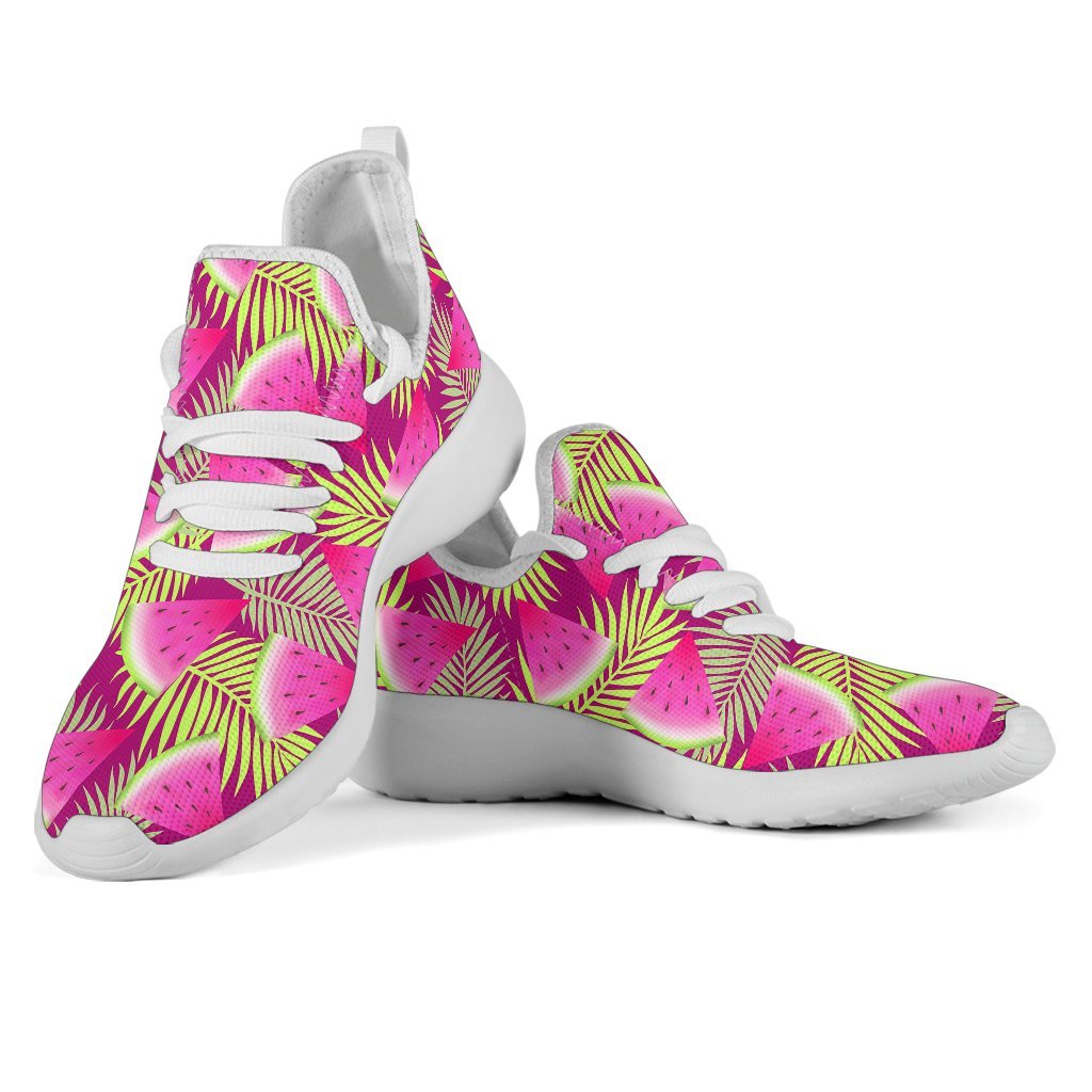 Purple Tropical Watermelon Pattern Print Mesh Knit Shoes GearFrost