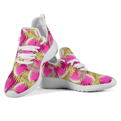 Purple Tropical Watermelon Pattern Print Mesh Knit Shoes GearFrost